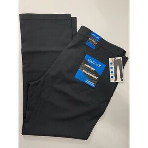 NEW HAGGAR men's InMotion Performance Pants - Straight Fit Charcoal Size 40x30